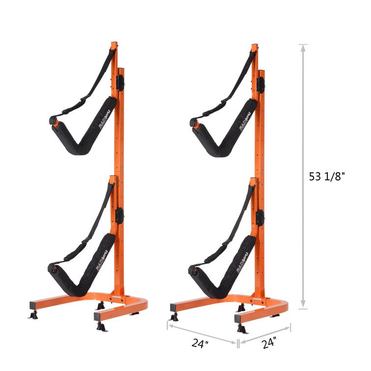 Orange Iron Dual Kayak Storage Rack with Padded Arms