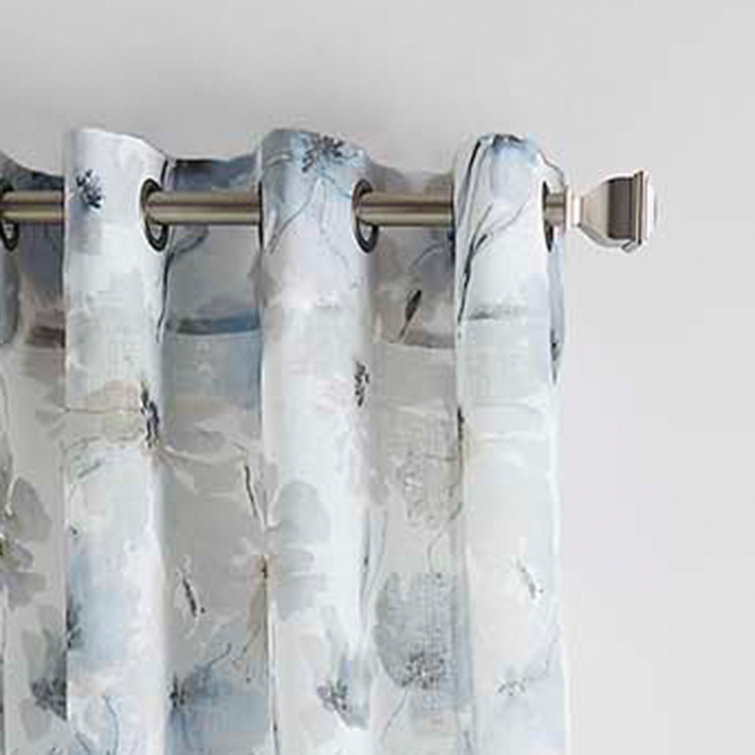 Linen Floral Sheer Grommet Curtain Panel