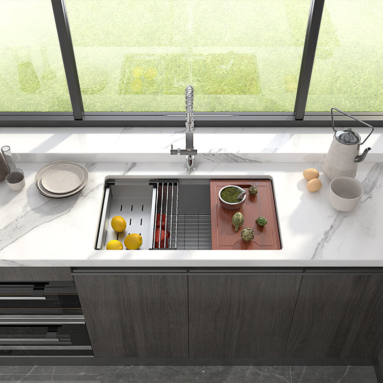 Sinber 30" Stainless Steel Drop-In Single Bowl Workstation Kitchen Sink