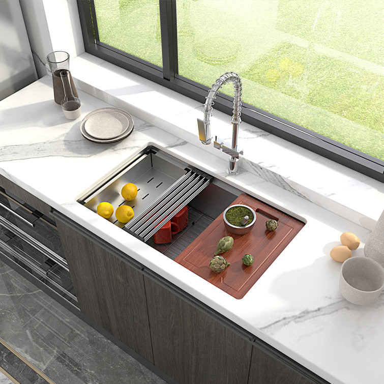 Sinber 30" Stainless Steel Drop-In Single Bowl Workstation Kitchen Sink