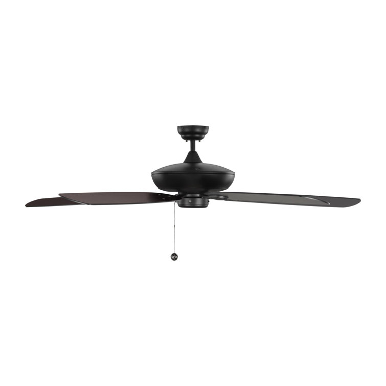 Midnight Black 60'' Low Profile Ceiling Fan with American Walnut Reversible Blades