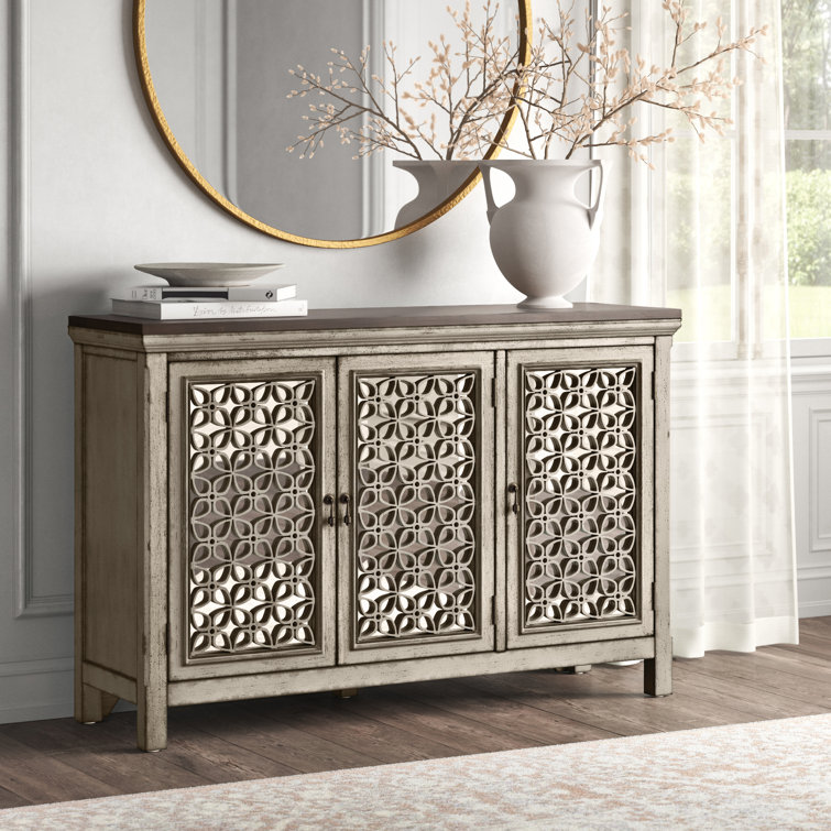 Westridge 56'' White and Brown Transitional Sideboard with Adjustable Shelving