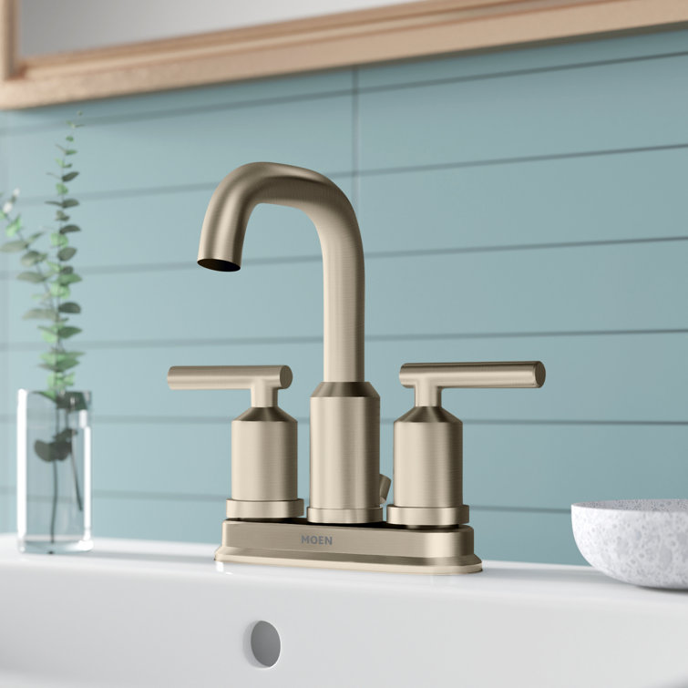 Brushed Nickel Modern Centerset Bathroom Faucet with Drain Assembly
