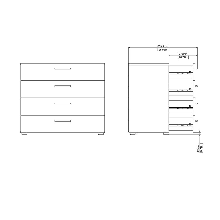 Austin 4-Drawer Sleek White Dresser with Metal Hardware
