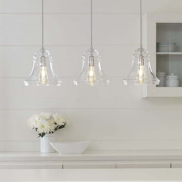 Doyle Satin Nickel Mini-Pendant with Clear Glass Shade