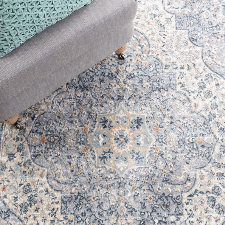 Cream and Beige Hand-Knotted Wool Rectangular Area Rug