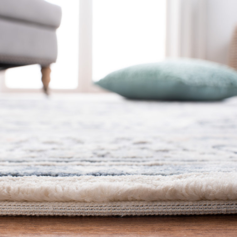 Cream and Beige Hand-Knotted Wool Rectangular Area Rug