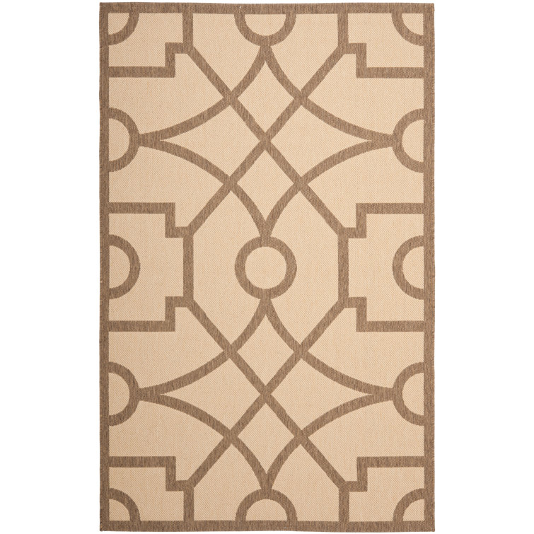Handmade Dark Beige Geometric Viscose Area Rug