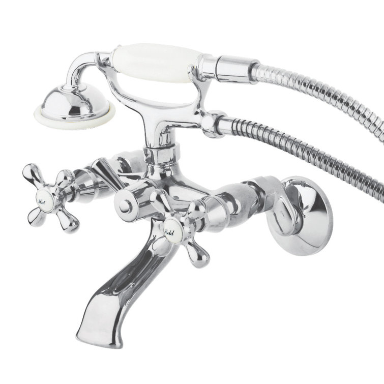 Polished Chrome Clawfoot Tub Faucet with Hand Shower