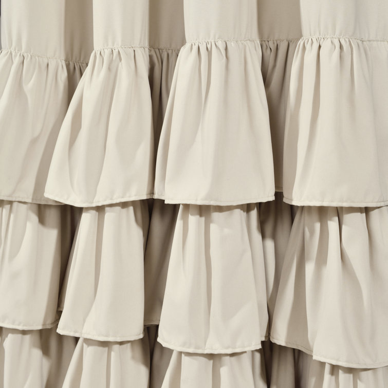 Neutral Polyester Ruffled Light-Filtering Rod Pocket Curtains, 84" x 40"