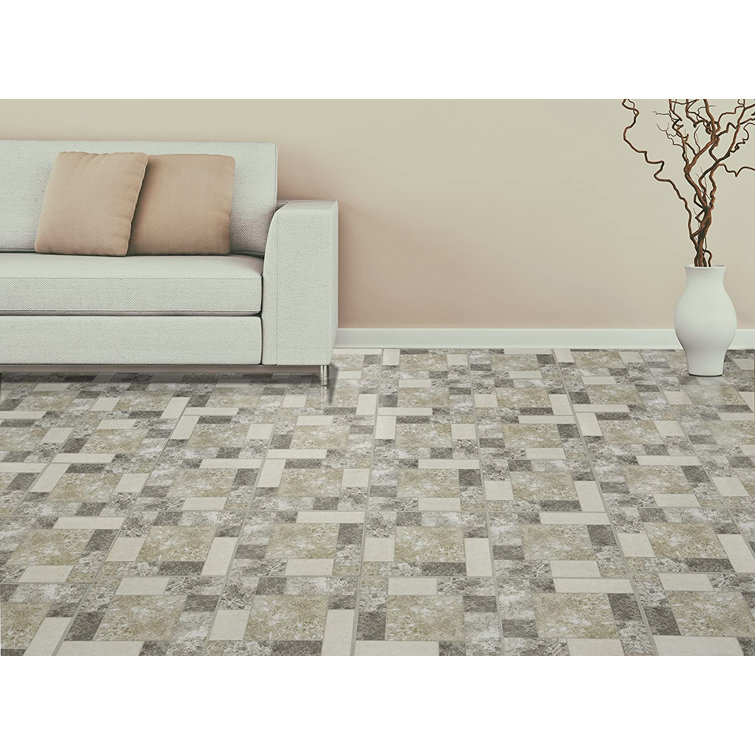 Ancient Beige Mosaic 12'' Self-Adhesive Vinyl Tile with Water Protection