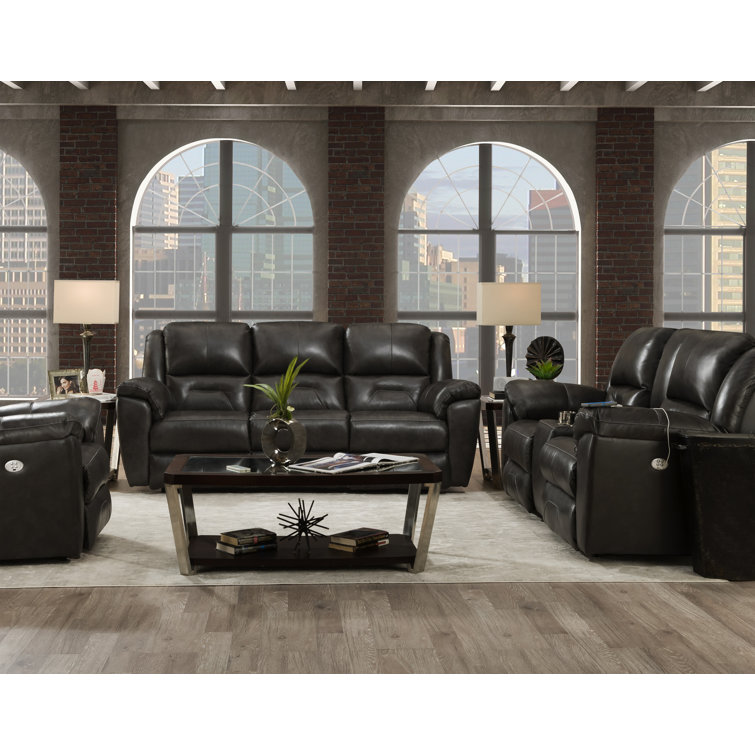 Slate Grey Pandora Reclining Sofa with Transitional Bustle Back