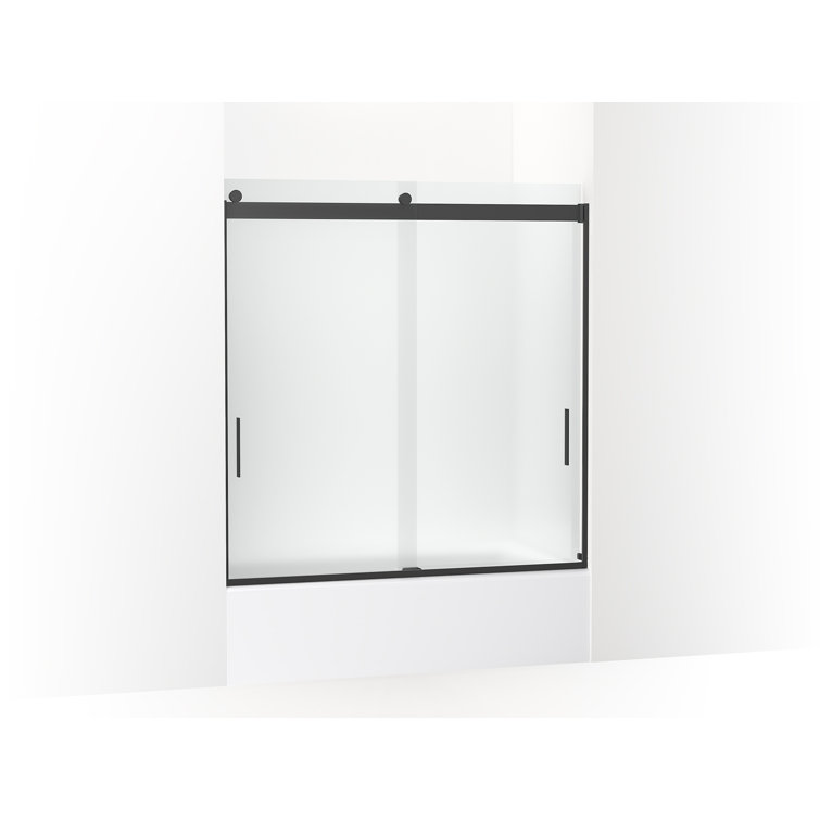Levity Matte Black 60" x 62" Sliding Bath Door with Clear Glass