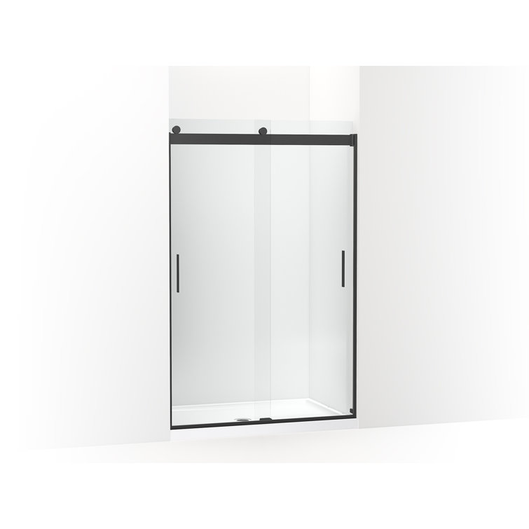 Matte Black Frosted Glass Sliding Shower Door with CleanCoat Technology