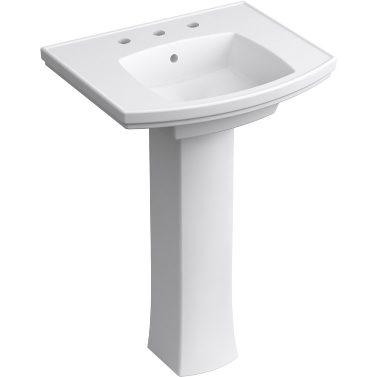 Kelston 24" White Ceramic Pedestal Bathroom Sink