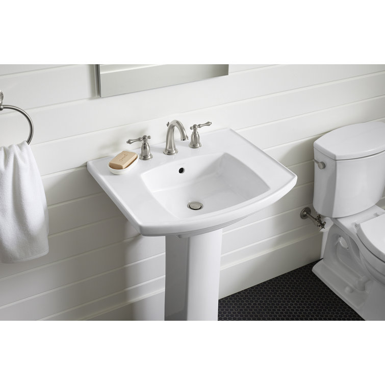 Kelston 24" White Ceramic Pedestal Bathroom Sink