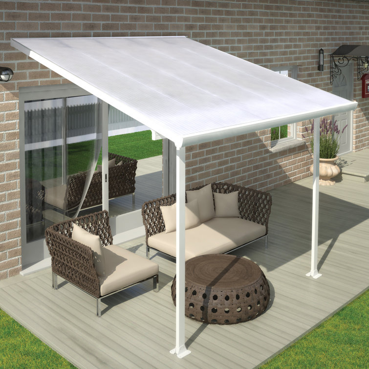 White Aluminum and Polycarbonate Patio Cover Awning, 120" x 204"