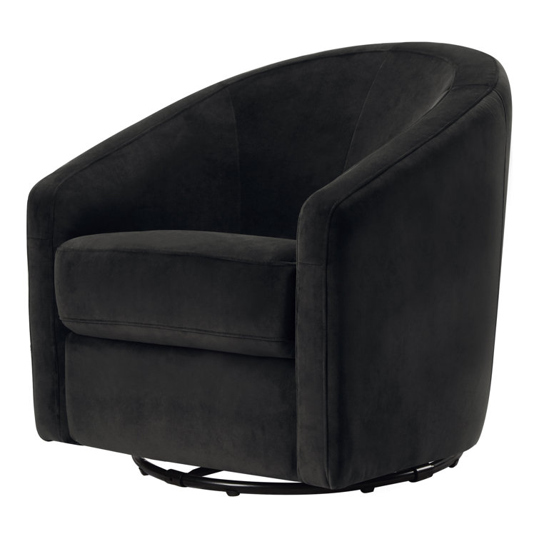Luxurious Black Velvet Handcrafted Swivel Glider Chair