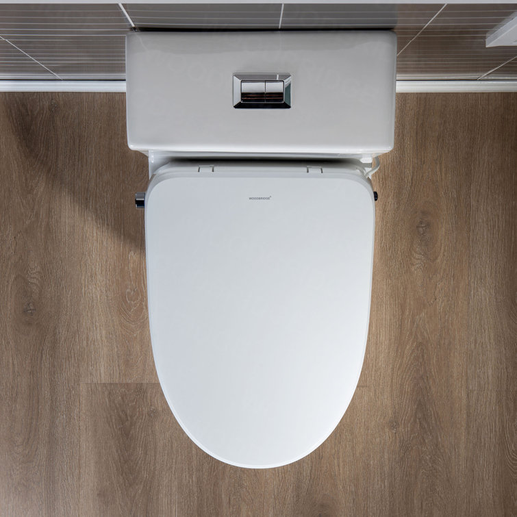 White Porcelain Elongated One-Piece Dual Flush Toilet with Smart Bidet