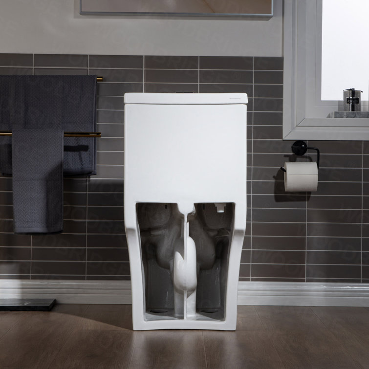 White Porcelain Elongated One-Piece Dual Flush Toilet with Smart Bidet