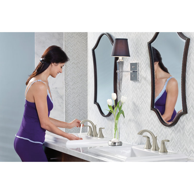 Elegant Voss Brushed Nickel Two-Handle Widespread Bathroom Faucet