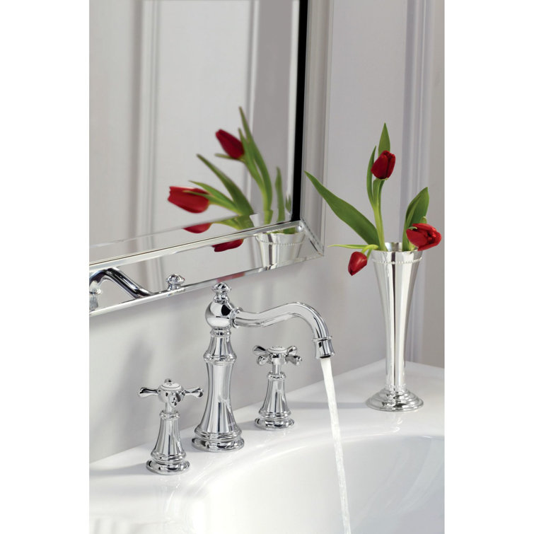 Polished Nickel Widespread Bathroom Faucet with Drain Assembly
