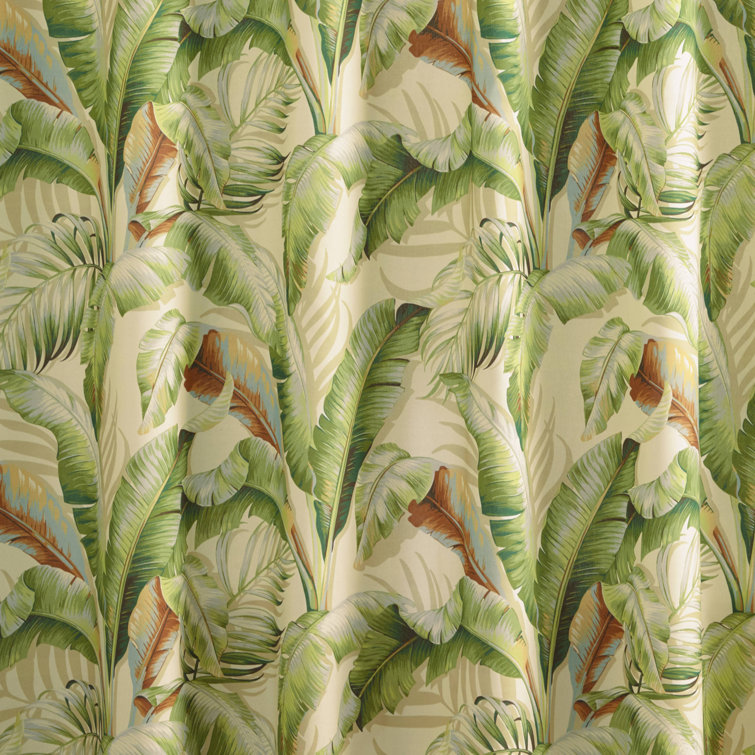 Palmiers Green and Beige Cotton Tropical Shower Curtain 72" x 72"