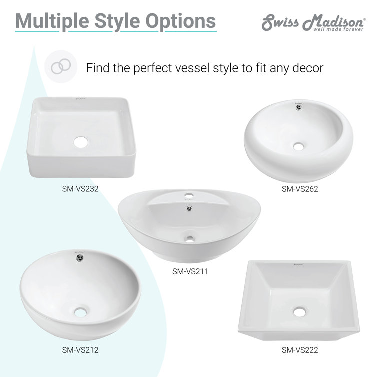 White Ceramic Square Above-Counter Vessel Sink