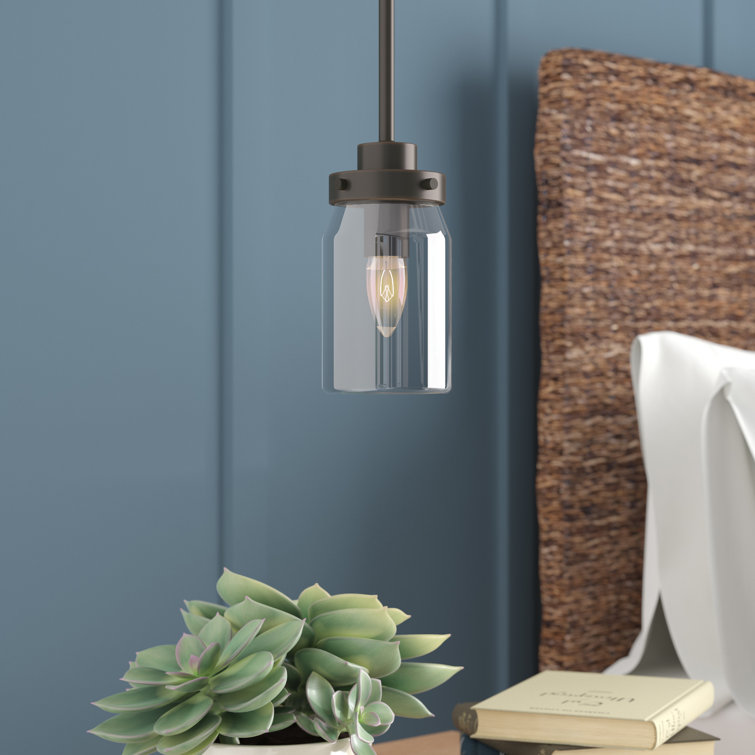 Rustic Farmhouse Mini Jar Pendant Light in Brushed Nickel