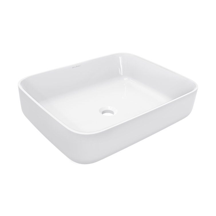 White Ceramic Above-Counter Rectangular Vessel Sink