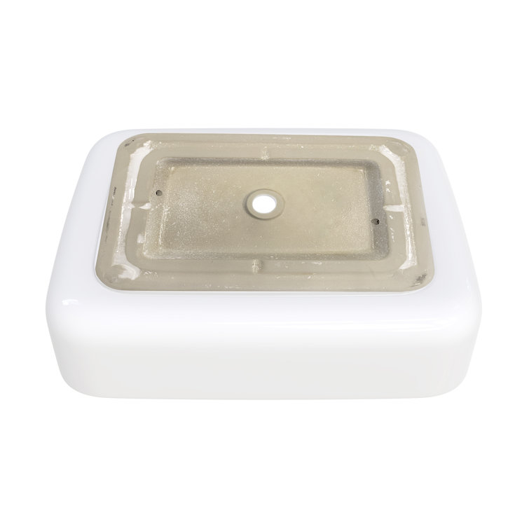 White Ceramic Above-Counter Rectangular Vessel Sink