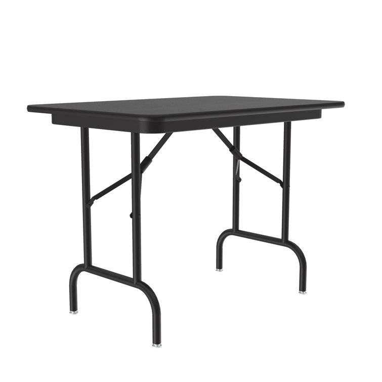 48'' Black Steel and Melamine Rectangular Folding Table