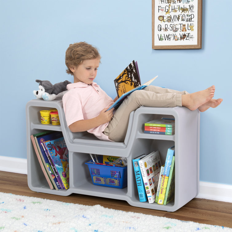 Simplay3 Cozy Gray Cubby Reading Nook for Kids