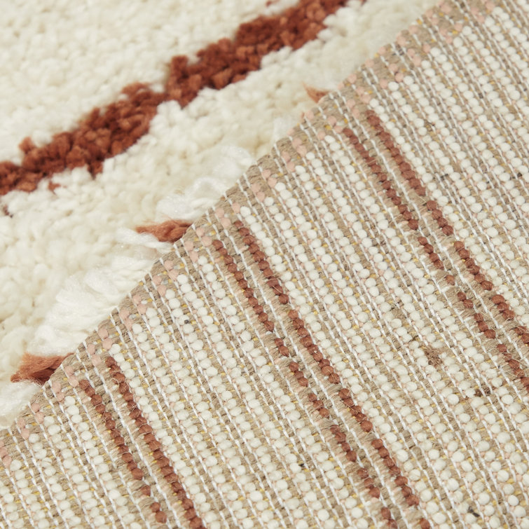 Kids' Geometric Shag Rust & White 5'3" x 7' Area Rug