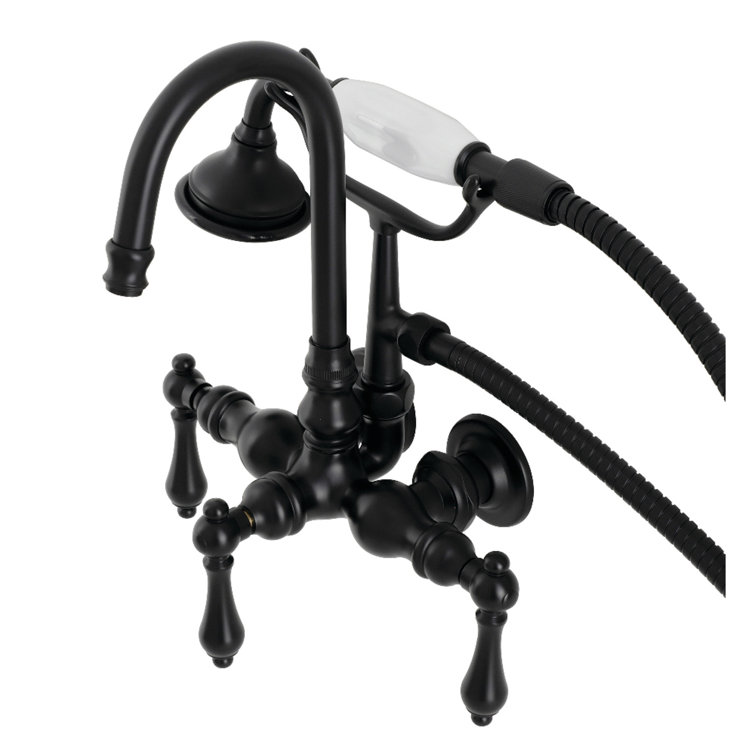 Matte Black Vintage Wall Mount Clawfoot Tub Faucet with Hand Shower