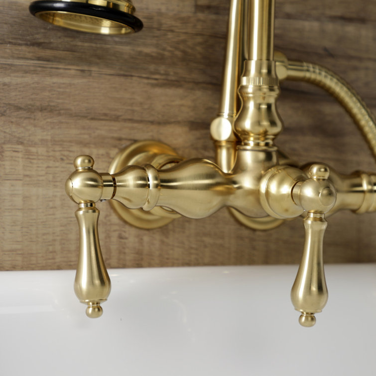 Brushed Brass Vintage Wall Mount Clawfoot Tub Faucet
