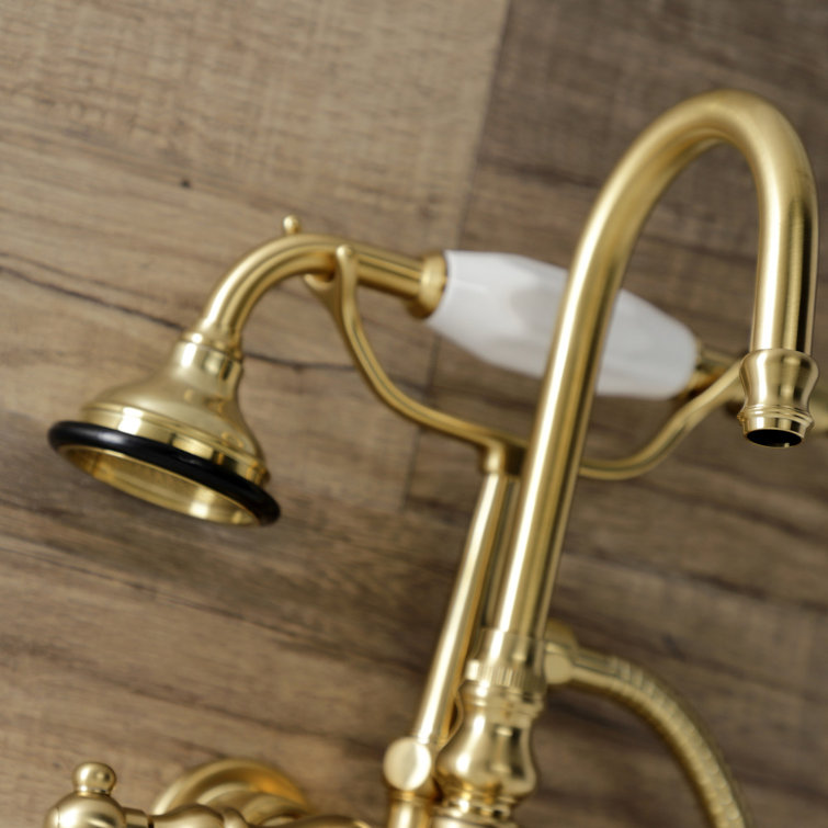 Brushed Brass Vintage Wall Mount Clawfoot Tub Faucet