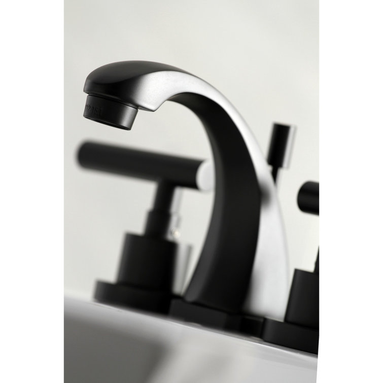 Matte Black Chrome Modern Widespread Bathroom Faucet