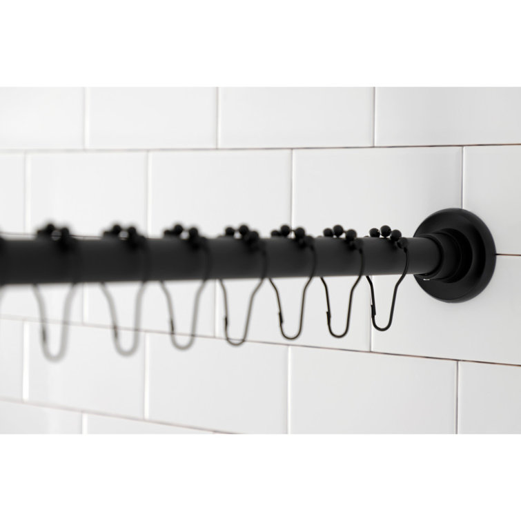 Matte Black Adjustable Stainless Steel Shower Curtain Rod with Rings, 60-72 Inches