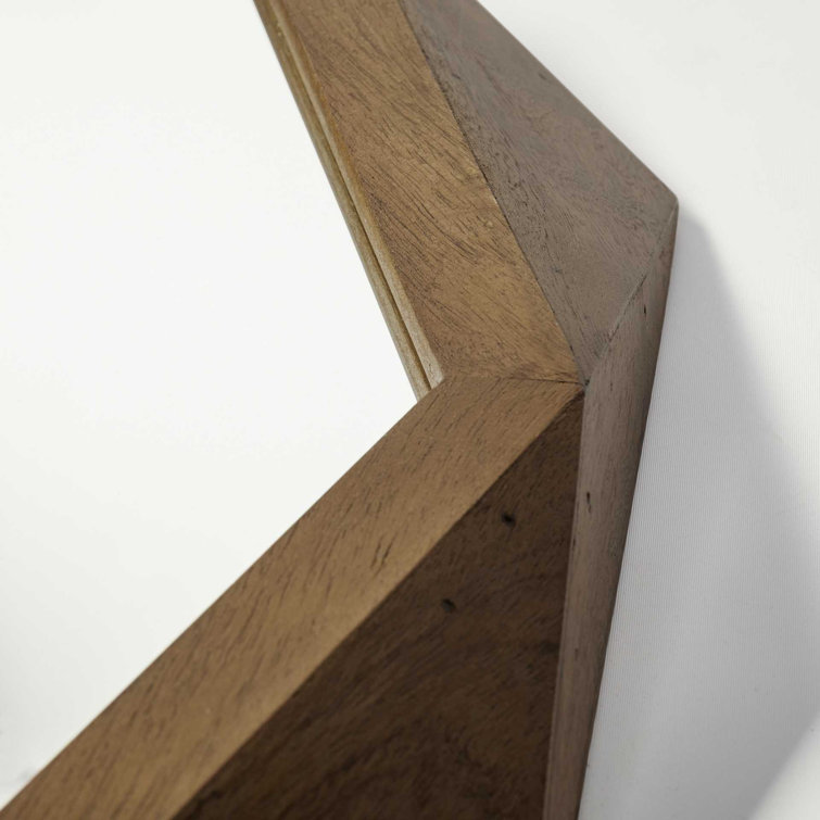 Aramis 32" Octagonal Brown Mango Wood Wall Mirror