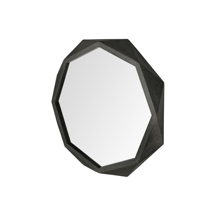 Black Solid Wood Octagonal Wall Mirror, 32" x 32"