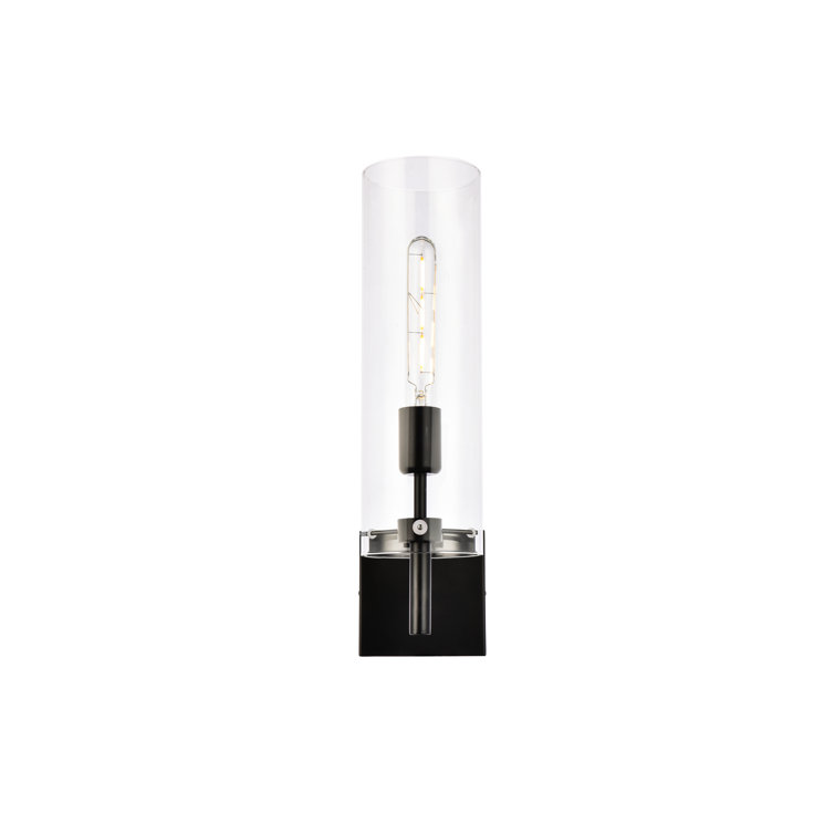 Black Iron Cylinder Dimmable Sconce with Clear Glass Shade