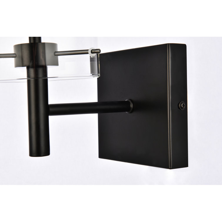 Black Iron Cylinder Dimmable Sconce with Clear Glass Shade