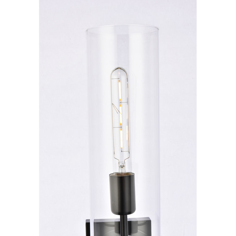 Black Iron Cylinder Dimmable Sconce with Clear Glass Shade
