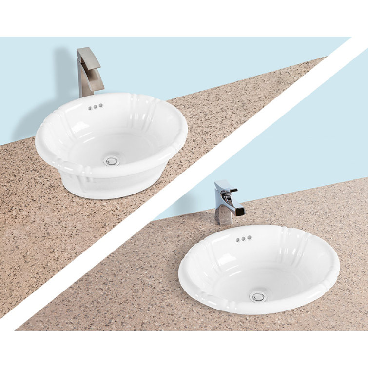 18.75'' White Ceramic Oval Above-Counter Bathroom Sink