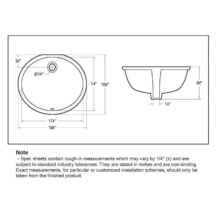 Winfield 19.5'' White Ceramic Oval Undermount Bathroom Sink