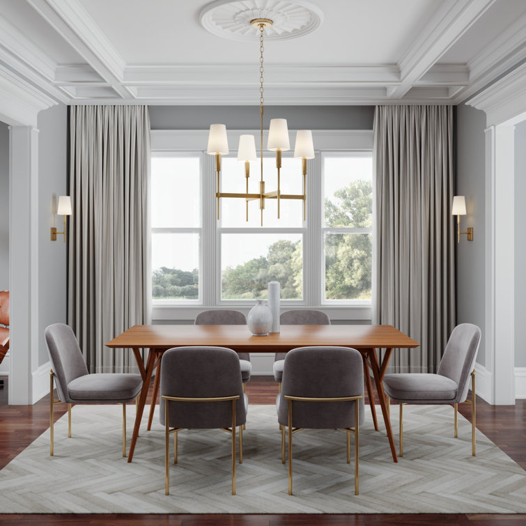 Burnished Brass 4-Light Chandelier with White Linen Shades