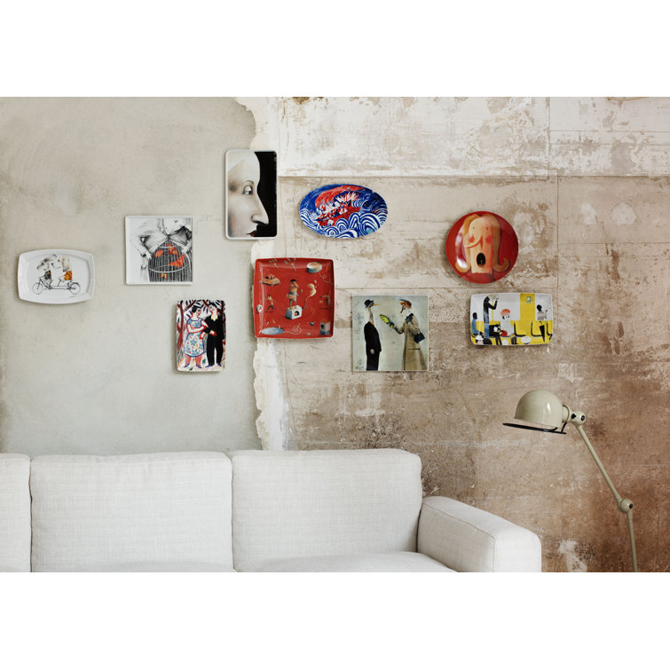 Contemporary Square White Porcelain Decorative Plate