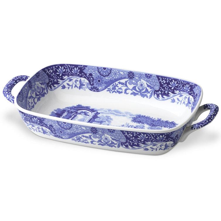 Blue Italian Countryside 12.5'' Ceramic Serving Dish with Handles