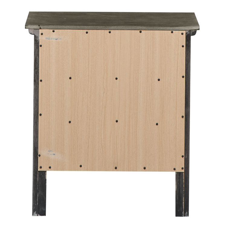 Gray Solid Wood 3-Drawer Nightstand with Metal Handles